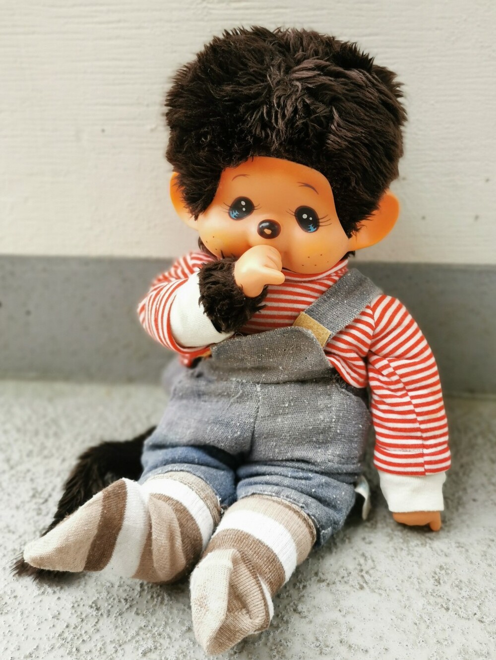 Vintage Monchhichi 18" Jumbo Plush Doll w/ Outfit 1970s–80s
